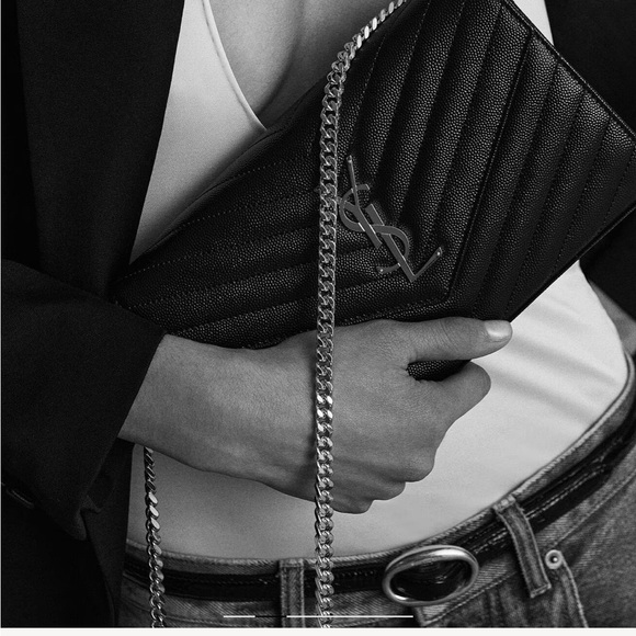 Saint Laurent Handbags - Saint Laurent Black Classic Cassandre Chain Wallet